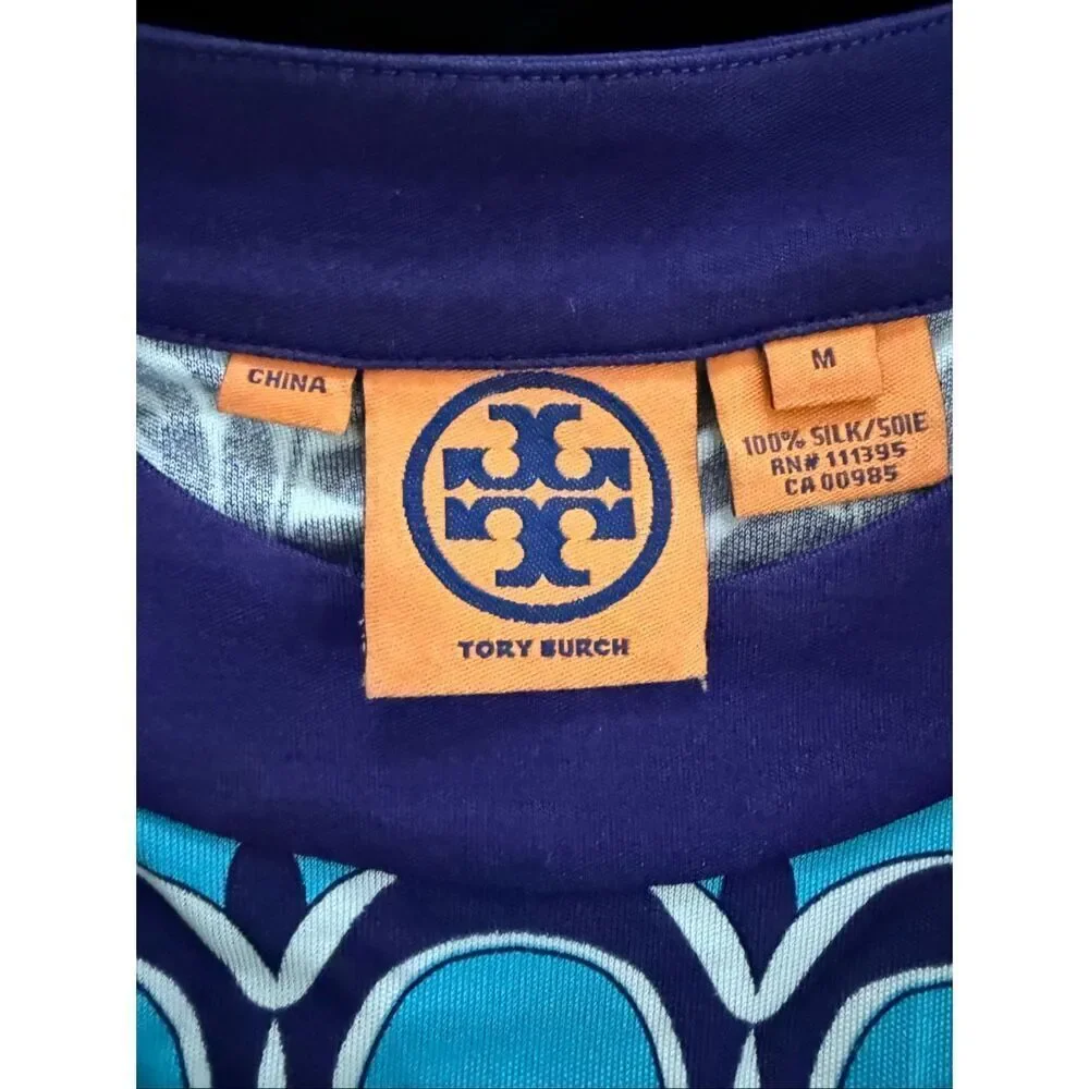 Tory Burch 100% Silk Jersey Damask Sleeveless Dress $495 M